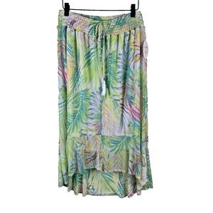 New Harlow Rose Skirt Womens‎ Sz M Tropical Mesh Knit Hi Low Maxi Palm Beach